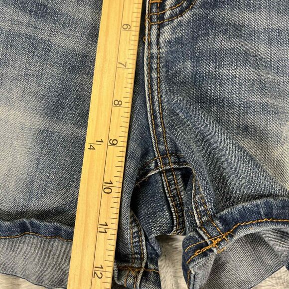 Indigo Rein Denim Shorts Women 13/30 Mid Rise Cuffed Blue Stretch Jean Shorts - Picture 6 of 7